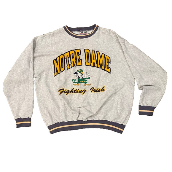 90s Notre Dame Irish Crewneck Sweatshirt Men’s XL Vintage Gray Cotton USA, Used - Picture 1 of 7